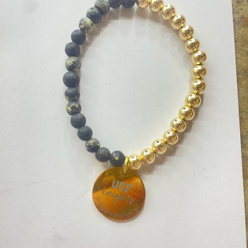 UCF Knight Gold and  Black Beaded Bracelet